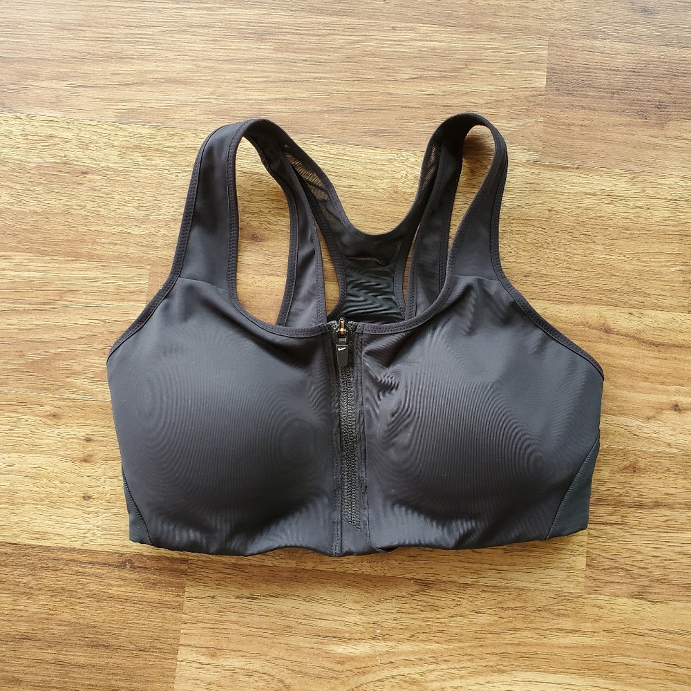 Nike Sports Bra Size Small Molded Cup Black Front Zip